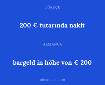 bargeld in höhe von € 200 - 200 € tutarında nakit