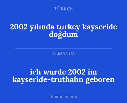 ich wurde 2002 im kayseride-truthahn geboren - 2002 yılında turkey kayseride doğdum
