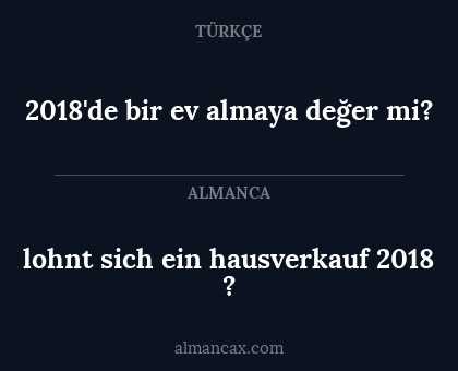 2018'de bir ev almaya değer mi? - lohnt sich ein hausverkauf 2018 ?