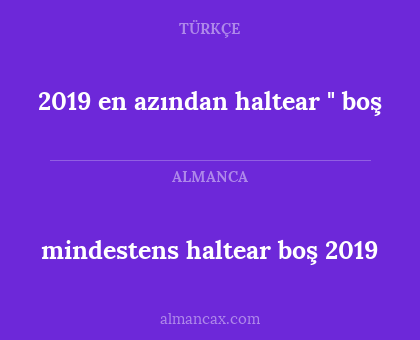 2019 en azından haltear " boş - mindestens haltear boş 2019