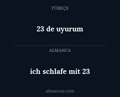 23 de uyurum - ich schlafe mit 23