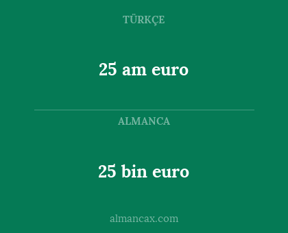25 bin euro - 25 am euro