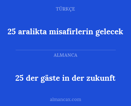 25 der gäste in der zukunft - 25 aralikta misafirlerin gelecek