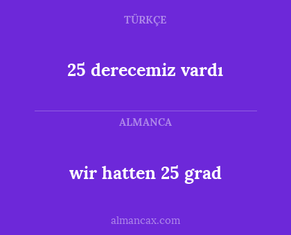 wir hatten 25 grad - 25 derecemiz vardı