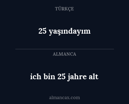 ich bin 25 jahre alt - 25 yaşındayım