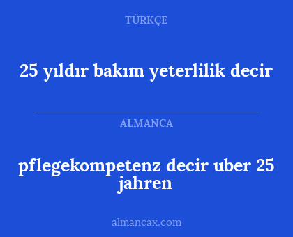 25 yıldır bakım yeterlilik decir - pflegekompetenz decir uber 25 jahren