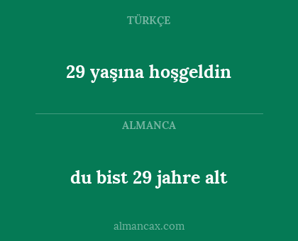 29 yaşına hoşgeldin - du bist 29 jahre alt