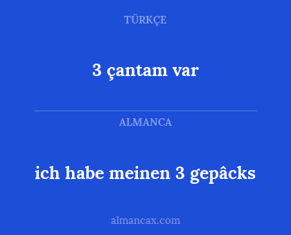 3 çantam var - ich habe meinen 3 gepâcks