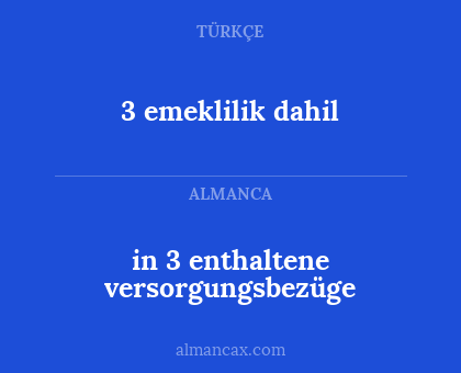 in 3 enthaltene versorgungsbezüge - 3 emeklilik dahil