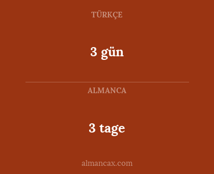 3 gün - 3 tage