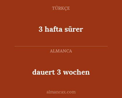 dauert 3 wochen - 3 hafta sürer