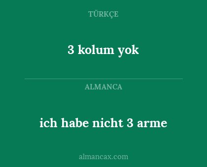 ich habe nicht 3 arme - 3 kolum yok