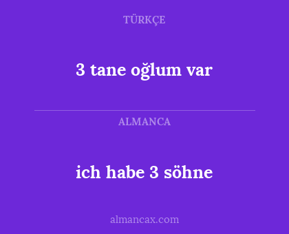 3 tane oğlum var - ich habe 3 söhne