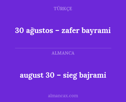 august 30 – sieg bajrami - 30 ağustos – zafer bayrami