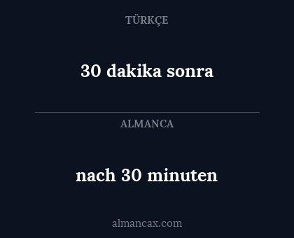 nach 30 minuten - 30 dakika sonra