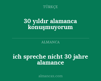 ich spreche nicht 30 jahre alamance - 30 yıldır alamanca konuşmuyorum