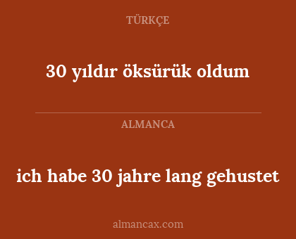 30 yıldır öksürük oldum - ich habe 30 jahre lang gehustet