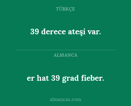 39 derece ateşi var. - er hat 39 grad fieber.