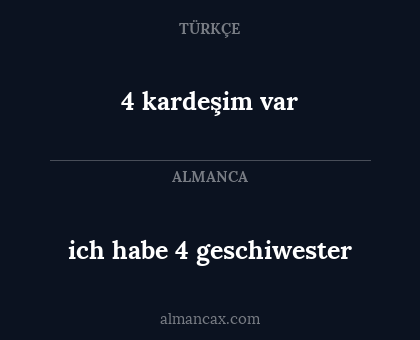 ich habe 4 geschiwester - 4 kardeşim var
