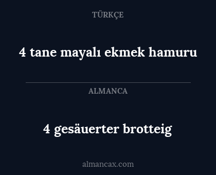 4 gesäuerter brotteig - 4 tane mayalı ekmek hamuru