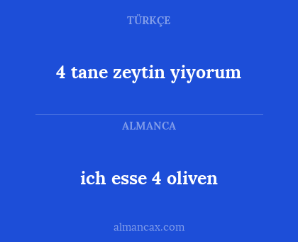 ich esse 4 oliven - 4 tane zeytin yiyorum
