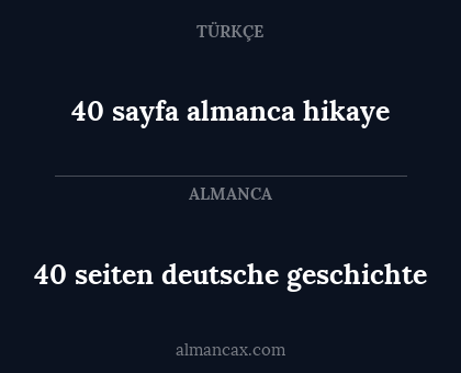 40 seiten deutsche geschichte - 40 sayfa almanca hikaye