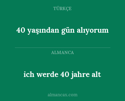ich werde 40 jahre alt - 40 yaşından gün alıyorum