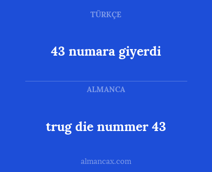 43 numara giyerdi - trug die nummer 43