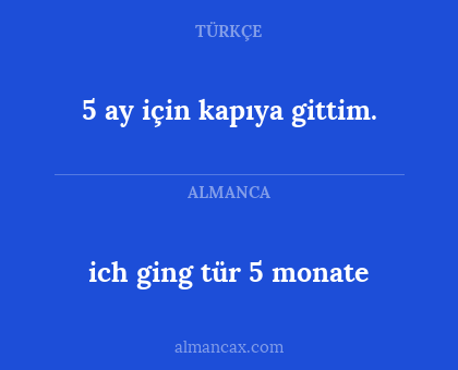 5 ay için kapıya gittim. - ich ging tür 5 monate