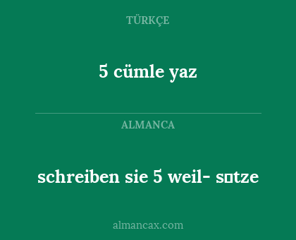 schreiben sie 5 weil- sӓtze - 5 cümle yaz