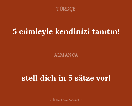 stell dich in 5 sätze vor! - 5 cümleyle kendinizi tanıtın!
