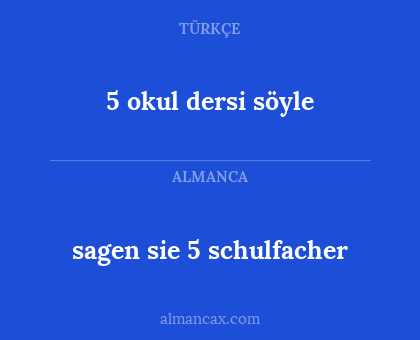 sagen sie 5 schulfacher - 5 okul dersi söyle