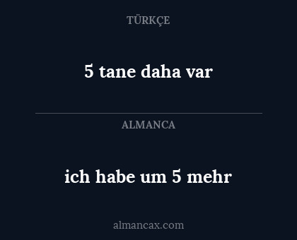 ich  habe um 5 mehr - 5 tane daha var