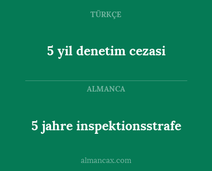 5 yil denetim cezasi - 5 jahre inspektionsstrafe