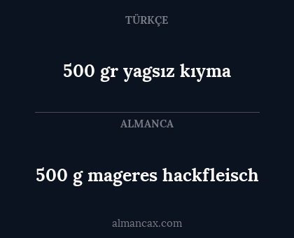500 g mageres hackfleisch - 500 gr yagsız kıyma