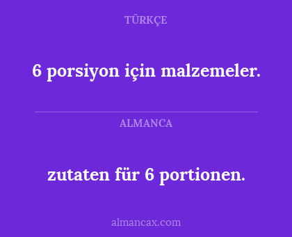 zutaten für 6 portionen. - 6 porsiyon için malzemeler.