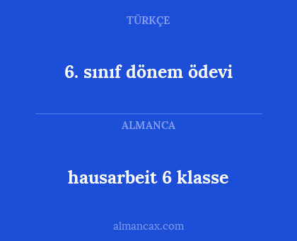 6. sınıf dönem ödevi - hausarbeit 6 klasse