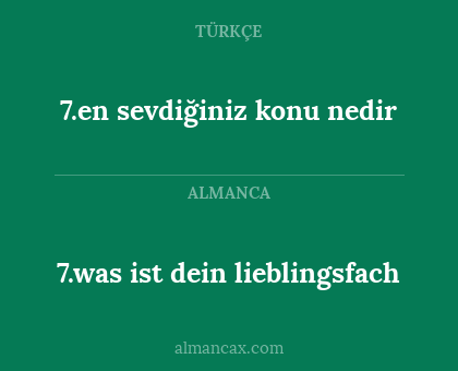 7.en sevdiğiniz konu nedir - 7.was ist dein lieblingsfach