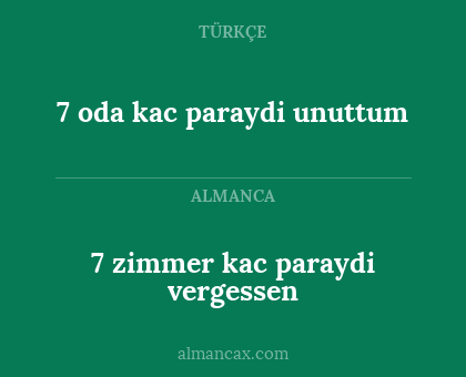 7 oda kac paraydi unuttum - 7 zimmer kac paraydi vergessen
