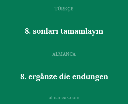 8. sonları tamamlayın - 8. ergänze die endungen