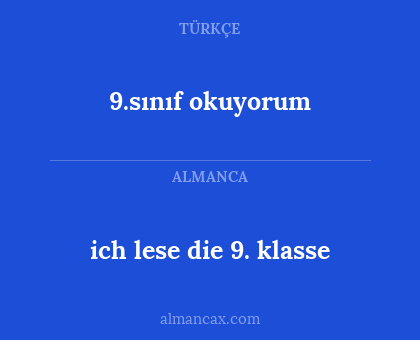 ich lese die 9. klasse - 9.sınıf okuyorum