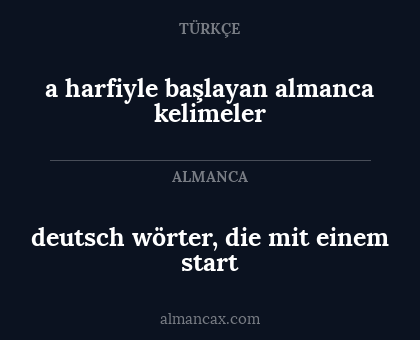 deutsch wörter, die mit einem start - a harfiyle başlayan almanca kelimeler