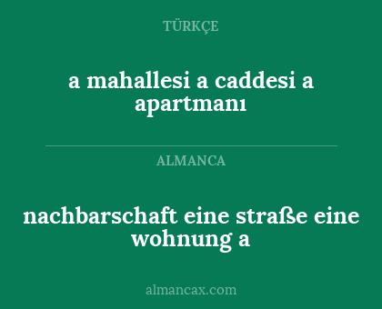 a mahallesi a caddesi a apartmanı - nachbarschaft eine straße eine wohnung a
