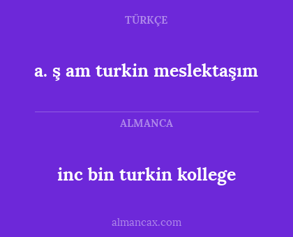 a. ş am turkin meslektaşım - inc bin turkin kollege