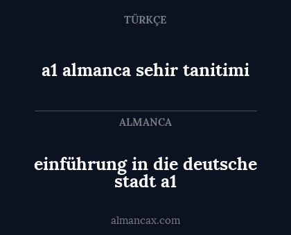 a1 almanca sehir tanitimi - einführung in die deutsche stadt a1