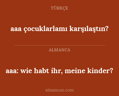 aaa çocuklarlamı karşılaştın? - aaa: wie habt ihr, meine kinder?