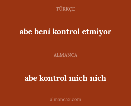 abe kontrol mich nich - abe beni kontrol etmiyor