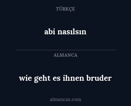 wie geht es ihnen bruder - abi nasılsın