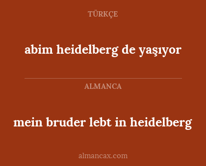 mein bruder lebt in heidelberg - abim heidelberg de yaşıyor