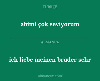 abimi çok seviyorum - ich liebe meinen bruder sehr